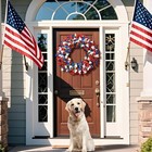 Waipfaru 22 Inch 4th Of July Wreath  Patriotic Wreaths For Front Door  Red White