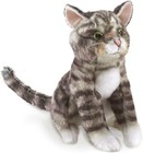Folkmanis Mini Tabby Cat Finger Puppet  Gray  Black  White