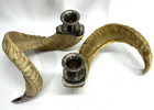 Vintage Genuine Ram Horn Candlestick Candle Holders Pair Real Silver Rare