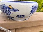 Antique Vintage Chinese Blue And White Boat Tropical Themed Planter Jardiniere