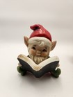 Vintage Christmas Elf Figurines Set Of 3   Ceramic Holiday Gnomes Shelf Sitters