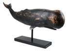 30 l Large Nautical Marine Sperm Whale Fish Faux Wood Sculpture On Pole Stand