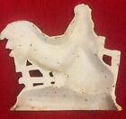 Vintage Cast Iron Country Farmhouse White Rustic Chicken Rooster Door Stop 