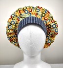 Bouffant Scrub Cap Chemo Hat Chef Handmade Cotton Colorful Circles 23 5    - 33 5   