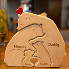 Personalized Wooden Puzzle Bear Family  Gift For Dad Mom  Home Decor