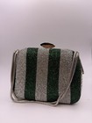 Green Silver Beaded Evening Bag For Women Formal Occasion Shoulder Strap