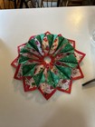 Vtg Hand Made Retro Fabric 18    Christmas Tabletop Candle Holder centerpiece tree