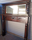 Antique Corner Fireplace Mantle Hand Carvings With Beveled Mirror- Salvage 1800s