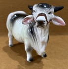 Brahma Bull Cow Porcelain   Wales   Made In Japan   Vintage White  Black