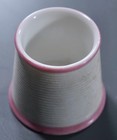 Pink Rimmed Porcelain Antique Bistro Cafe Match Holder With Striker