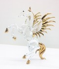 5 h Clear Rearing Pegasus Blown Glass Mythical Horse Figurines Animal Miniature