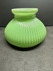 Vintage Apple Green Over White Ribbed New Old Stock Glass 7    Base Student Shade
