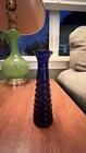 Vintage Cobalt Blue Ringed Ribbed Bud Vase 6 5    