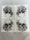 Two Single Cocktail Napkins For Decoupage Halloween Skull Roses Floral Skeleton
