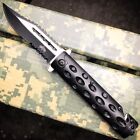 8 5  Black Spring Open Assisted Tactical Folding Rescue Pocket Knife Blade New