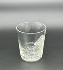 Thompson Straight Whiskey Etched Shot Glass   Louisville Ky Antique Advertising