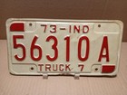 1973 Truck 7 Indiana License Plate 