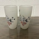 Vintage Set Of Two Frosted Flower Glasses