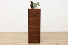 Craftsman Antique Carved Oak 4 Drawer File Cabinet  Shaw  54201