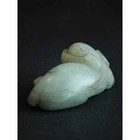 Antique Chinese Carved Chimera Bixie Nephrite Jade Toggle Charm Pendant                      