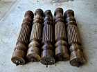 Set Of 5 Reclaimed Antique Turned Fluted Oak Wood Harvest Table Legs Vtg Salvage