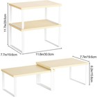 Set Of 2 Stackable Kitchen Cabinet Organizer Expandable Wood Countertop Shelves