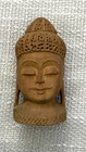 Vintage Hand Carved Wood Buddha Head India Jaali Carving Meditation Figurine