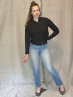 Antique Victorian Black Cotton Embroidered Pintucked Shirtwaist Blouse Size M l