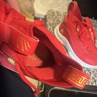 Under Armour Curry Flow Low Top Basketball Sneakers Mesh Lace Up Red white gold