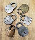 Vintage Padlock Lot Of 6 Brass Steel Industrial Rustic Steampunk Decor Display