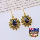 Vintage Gold Filigree Earrings     Purple Rhinestone Tudor Jewelry     Antique Gift