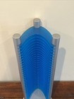 Vintage Blue Silver Cd Tower Wood plastic Rack Holder Storage Holds 30 Cd   s- 1 2