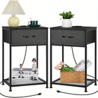 Set Of 2 Nightstand W  Charging Station   Drawer Bedside End Table For Bedroom