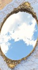Large Vintage Gold Filigree Framed Mirrored Vanity Tray