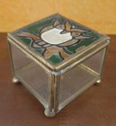 Vintage Retro Owl Stained Glass Trinket Jewelry Treasure Box 70s Decor