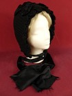 3 Antique 1890s Victorian Womens Hats Lace Cap Snood Mourning Bonnet