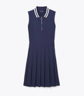 Tory Burch Sport Large Navy Blue Zip Collar Performance Pleated Golf Dress