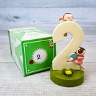 Vintage Sevi Two 2 Birthday Cake Topper 3 5  Figurine Wood Wood Angels Italy