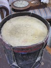 Antique Civil War Era Painted Wood Drum With Rope Tension And Leather Ears