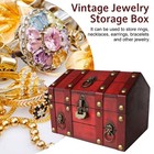 Decorative Wood Treasure Chest Box  Antique Vintage Wooden Storage Box With S   