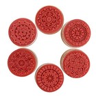  6 Pcs Flower Floral Pattern Round Wooden Rubber Stamp For Scrapbooking 