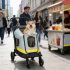 Extra Large Pet Stroller Dog Pram Carrier Cat Travel Foldable With Rain Cover