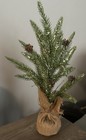Small Table Top Primitive Flocked Christmas Tree Burlap Base