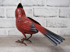 Small Rustic Winter Holiday Cardinal Metal Tin Song Bird Home Garden Yard Figure