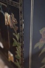 Vintage Hand Painted Black Lacquer Asian Chinese Oriental Cabinet Table 24x12x18