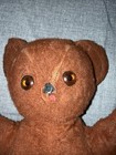 Vtg Antique Brown Teddy Bear Stuffed Animal Orange Eyes 13   