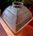 Huge Vintage Mcm Glass Holophane Prismatic Industrial Square Shade Pendant Light