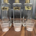 Vintage Mcm Travel Decanter Set Bourbon Scotch Rye Glass Bottles Shot Glass