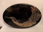 Vintage 1930s Oval Tindeco Metal Tin Gold Peacock On Black Candy Tin Art Deco