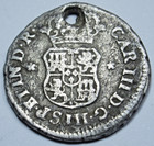 1772-lm Jm Spanish Peru Key Date 1 2 Reales Genuine 1700 s Holed Pirate Coin